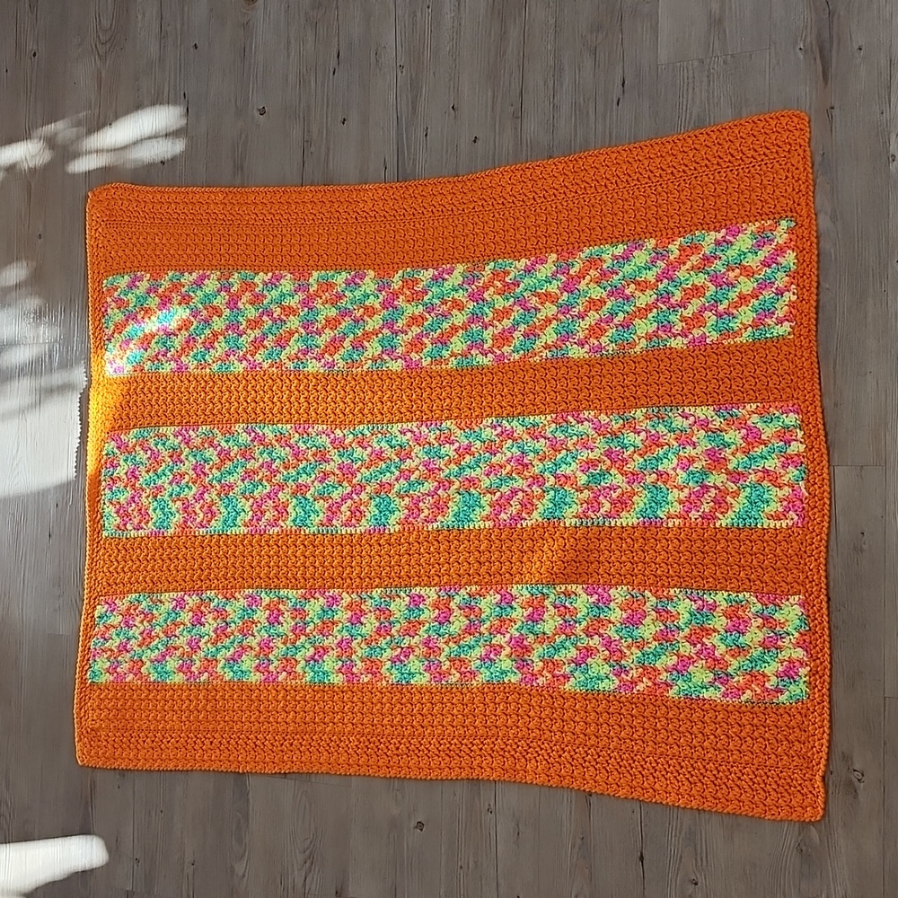 Handmade Crochet Neon Blanket.